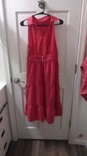 SHEIN Red Gingham Sleeveless Button Long  Dress M Cotton