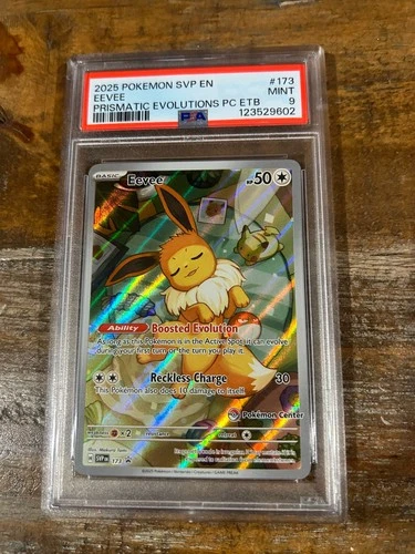 POKEMON 2025 Prismatic Evolutions ETB EEVEE Pokemon Center #173 PSA 9 Mint SVP