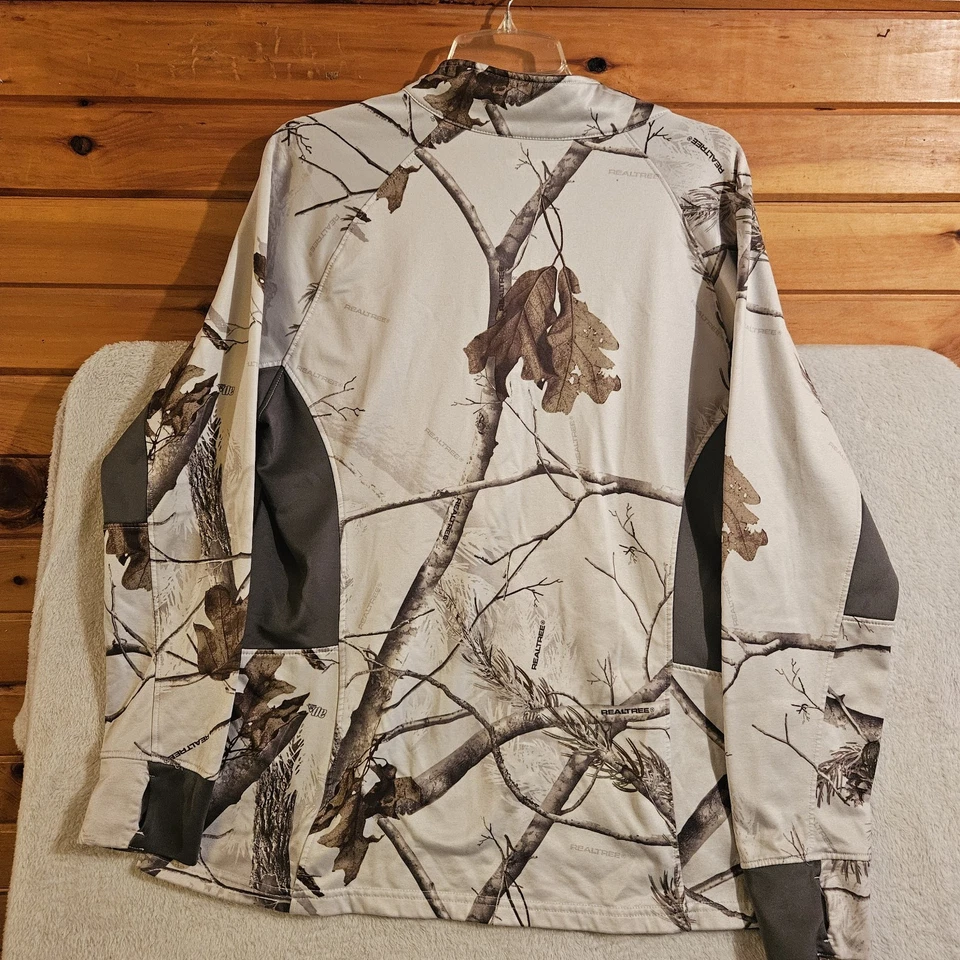 Realtree Jacket Snow Camo XL Women APC 1/4 Zip Mock Neck Pullover Hunting Woods - Image 2 of 4