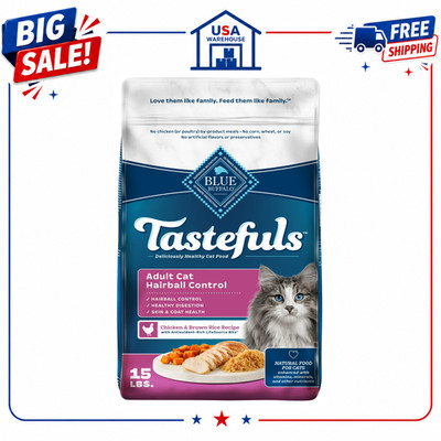 Blue Buffalo Hairball Control Indoor Dry Cat Food Chicken 15 lb Bag