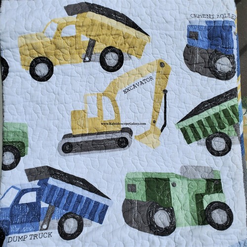 CONSTRUCTION 6pc Twin Quilt ~ Shams Bulldozer Excavator Cement Roller Dump Truck - Picture 7 of 12