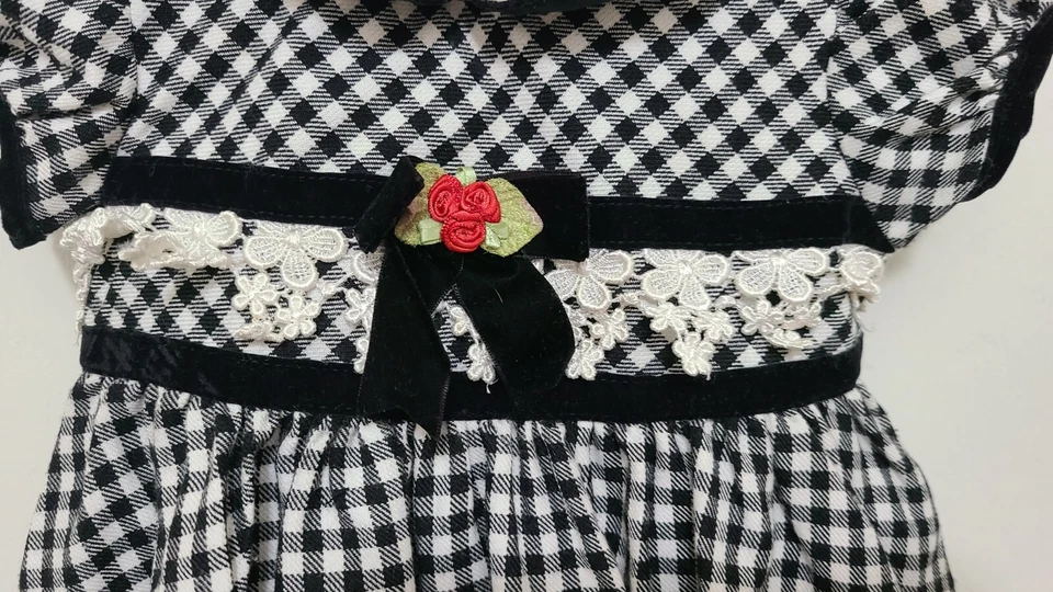 Vestido Bonnie Bebé Niñas Manga Corta Columpio Negro/Blanco Guinga Cuadros Talla 18M Foto 4 de 4