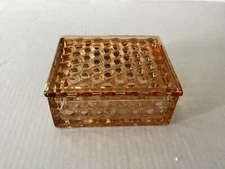 Fostoria Glass American Amber Hankerchief Box Rare