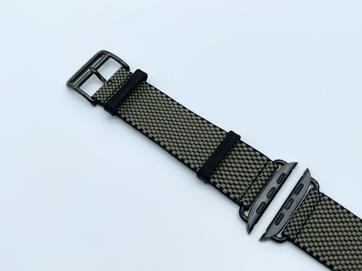 Genuine Apple Watch Hermes VERT / NOIR Toile H Single Tour Genuine Apple Watch Hermes VERT / NOIR Toile H Single Tour