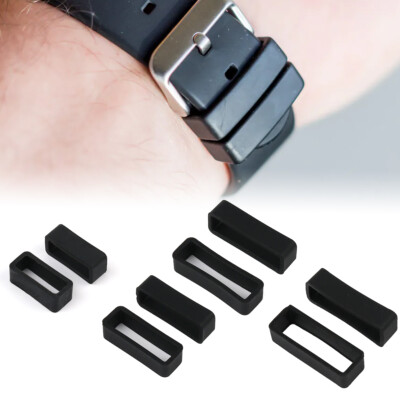 Black Silicone Rubber PVC Watch Strap Band Keeper Hoop Loop Holder