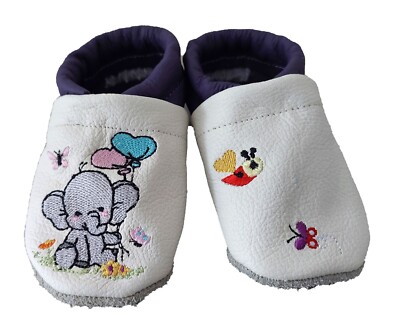 Krabbelschuhe, Lauflernschuhe, Elefant Baby Lederschuhe Handmad