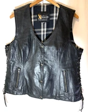 Xelement Motorcycle Biker 4505 Womens Concealed Carry Lined Leather Vest 3XL