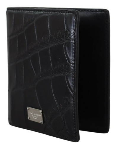 Dolce & Gabbana Cartera Exótico Cuero Negro Plegable Tarjetero Hombre - Imagen 2 de 11