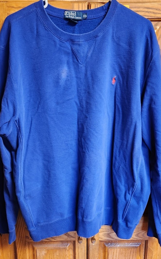 Felpa polo anni '90 Ralph Lauren uomo XXL 2XL blu gilet pony classico VINTAGE