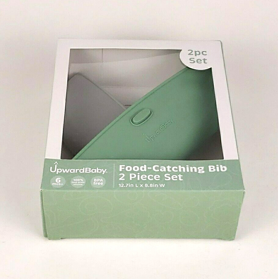 UpwardBaby Food Catching Bib 2 Piece Set BPA Free