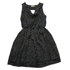 Love Tree Women's Sleeveless Black & White Polka Dots Fit & Flare Dress, Large