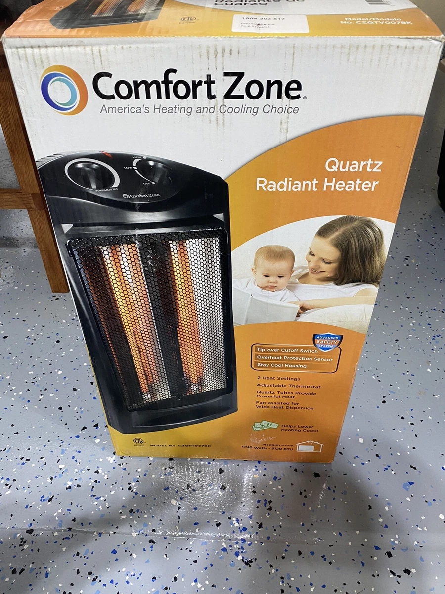 Comfort Zone CZQTV007BK 1500W Radiant Quartz Heater - Black 75877251473 |  eBay