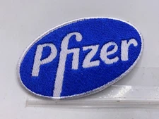 PFIZER  NEW EMBROIDERED COMPANY NAME PATCH TAG 2 X 3-1/4