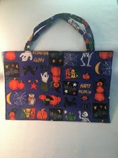 Halloween Fabric Trick or Treat bag Tote or Purse 13" W x 8 1/2"H Snap Close
