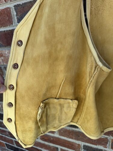 Vintage Double R L Ralph Lauren Brown Leather Buffalo Nickel Button Vest Size M - Picture 10 of 12