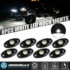 White 8PCS LED Rock Lights Neon Underbody Trail Glow Lamp for Ford Pickup Truck