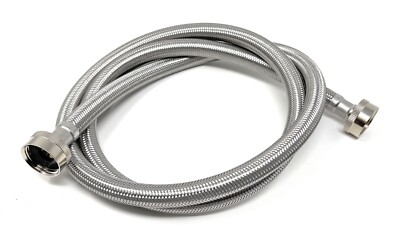 5' Washing Machine Hose, 3/4 Inch FHT x 3/4 Inch FHT, Braided Stainless Steel