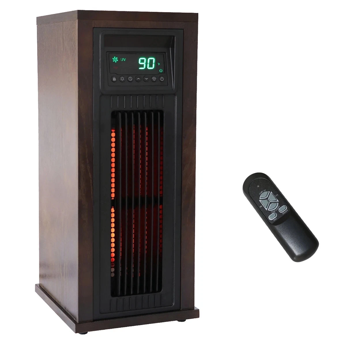 HT1216UV 23u0026#034; 3-Element Infrared Wood Tower Heater with UV LED Light |  eBay