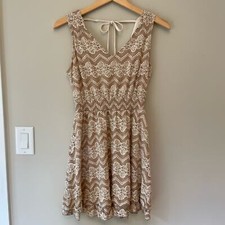 American Rag Cie Tan Cream Lace Mini Dress Sz M