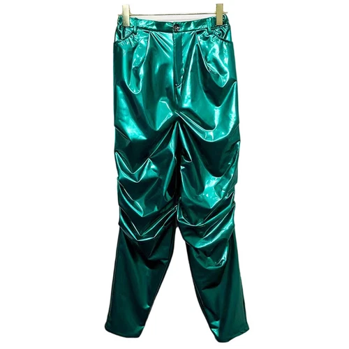 Herren Metallic Kunstleder PU Hose Tapered Hose Shinny Tanz Schausteller Kostüm - Bild 36 von 38