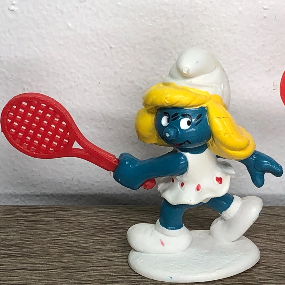 Lote De Colección Figuras Pitufos Schleich Años 70 Años 80 Pitufina Tenis PVC 2 Foto 4 de 4