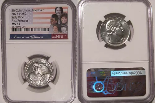 2022 P Sally Ride 25c NGC MS 67 American Women Quarter FIRST RELEASES