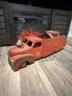 Vintage Marx V.F.D Fire Truck Pressed Steel Ride On Toy  Complete