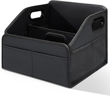 Car Storage Organizer Reinforced Dividable Leather Car Caddy Basket for Front Se