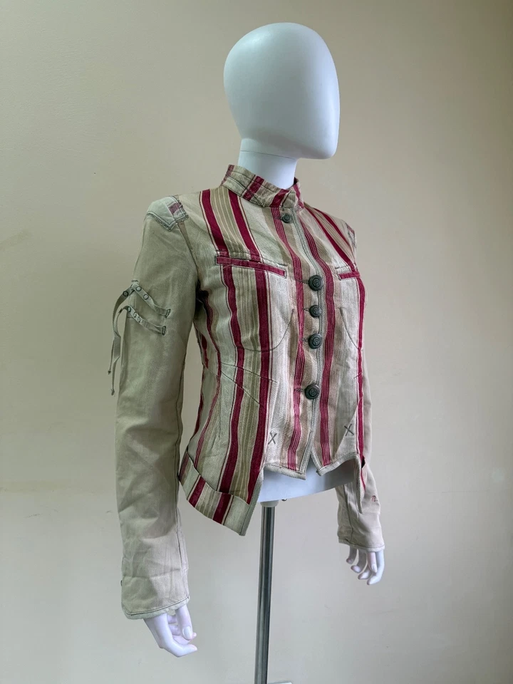 Marithe Francois Girbaud Womens Striped Button Up Avant Garde Jacket Size 40 - image 4 of 4