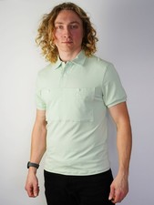 Handmade Cycling Jersey Vintage Style Mint Bianchi Organic Cotton Polo Top S