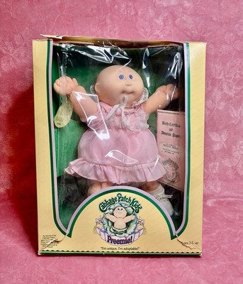 Vintage 1983 CABBAGE PATCH KIDS Preemie Girl IOB Bald Blue Eyes TIFFANY ZENIA