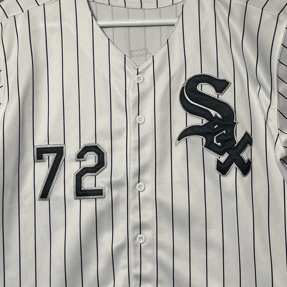 Jersey Carlton Fisk Chicago White Sox Talla 52 Blanco A Rayas Majestuoso Cosido Foto 3 de 4