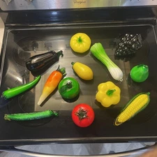 Vintage Murano Style Art Glass Hand-Blown Fruit and Vegetables Lot of 13