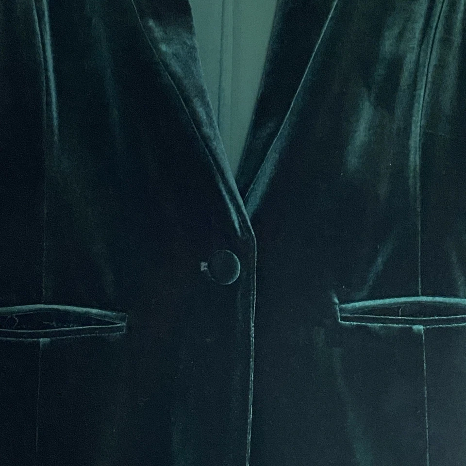 Chaqueta de Terciopelo Verde Tahari Dk Blazer 1 Botón Navidad Cóctel Para Mujer Med Foto 4 de 4