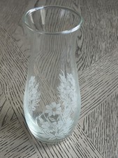 vintage Vase clear glass etched floral design