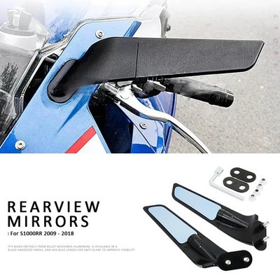 Rearview Mirrors Wind Wing Adjustable Rotating Side For BMW S1000RR 2009-2018