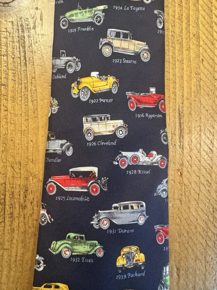 Галстук Alynn Neckwear США мужской темно-синий автомобильный узор 100% шелк - Изображение 3 из 3