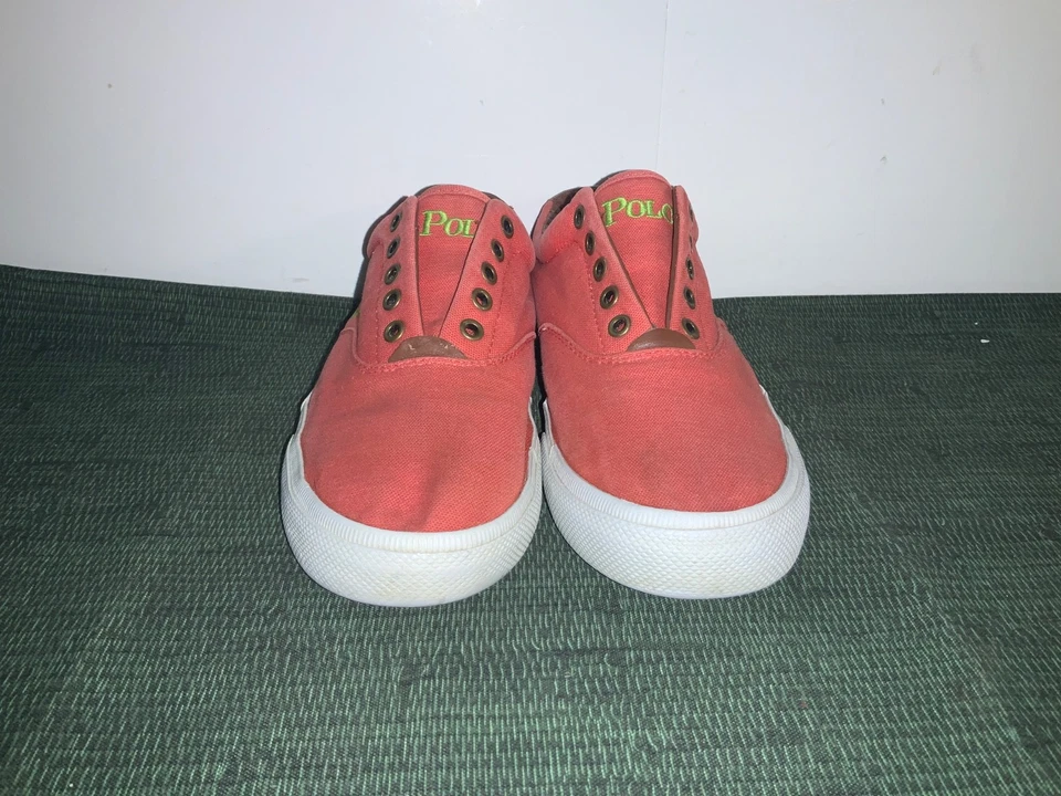 Polo Ralph Lauren Informal Lona Sin Cordones Zapato de Cubierta Coral Hombres 8.5 Mujeres 10 Foto 3 de 4
