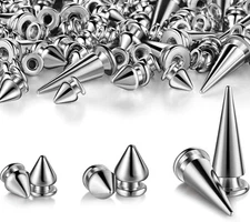 925 Metal Spikes Studs Rivets for Punk Clothing Accessories DIY Craft Silver