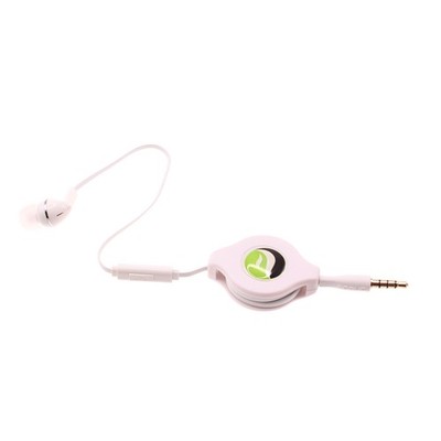 Retractable Mono Earphone Headphone 3.5mm w Mic Headset for Smart Phones