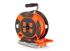 BLACK+DECKER 50 ft. Retractable Extension Cord w/ 4 Outlets 14 AWG SJTW Cable