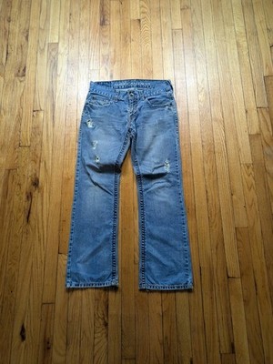American Eagle Jeans Mens 30x30Fits 33x30 Low Rise Bootcut Distressed VTG Y2K