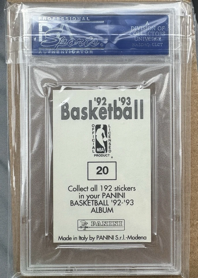 Pegatina Panini 1992 #20 Michael Jordan MVP lámina PSA 9 como nueva Chicago Bulls Foto 2 de 2
