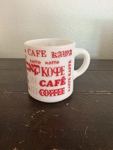 Vintage Hazel Atlas Coffee Cafe Milk Glass Mug