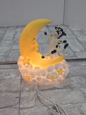 Fine Porcelain Cow Jumps Over The Moon Nightlight Figurine On/Off Switch