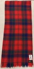 MacDhui Tartan Vintage Wool Scarf Made in Scotland Red , green, blue plaid.