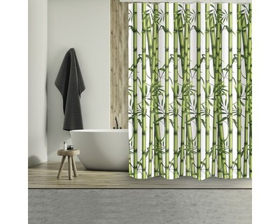 Duschvorhang MSV Bambou Textil 180 x 200 cm grün