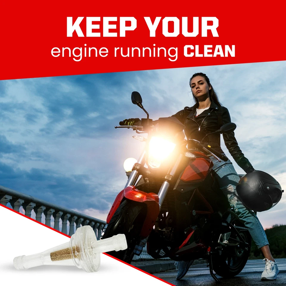 Filtros de combustible de gasolina en línea transparentes Outlaw Racing motocicleta scooter ATV 1/4"" (paquete de 4 Foto 3 de 4