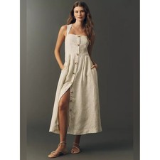 Anthropologie Maeve 100% Linen Sleeveless Midi Dress XS