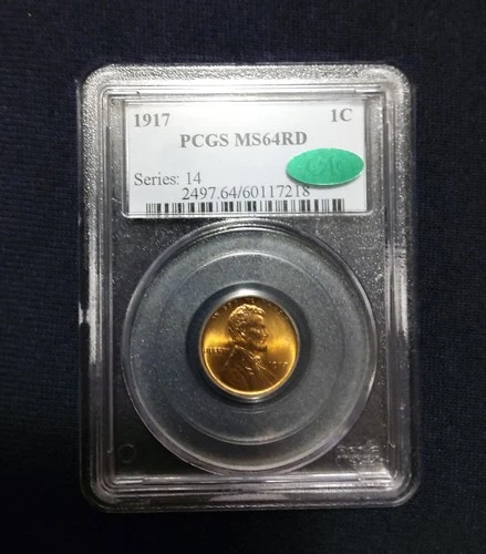 1917 Lincoln Cent PCGS MS 64RD CAC, CAC Sticker population of only 15